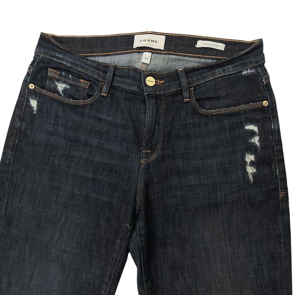 Frame Jeans Womens 26 Blue Le Gargon Crop Boyfriend Dark Wash Mid Rise Denim - Picture 3 of 12